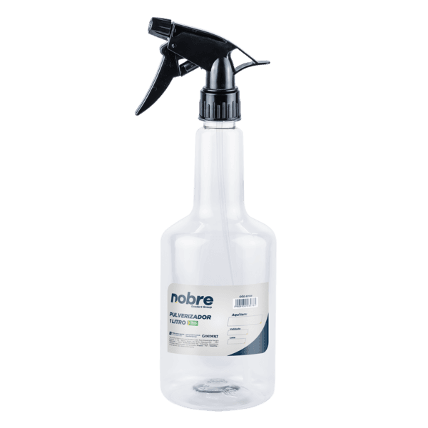 Pulverizador transparente 1L (com gatilhao) preto – Nobre