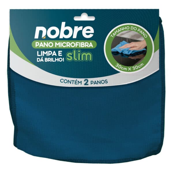 Pano de microfibra 30x30cm ( pacote c/ 2 unid.) azul Slim – Nobre