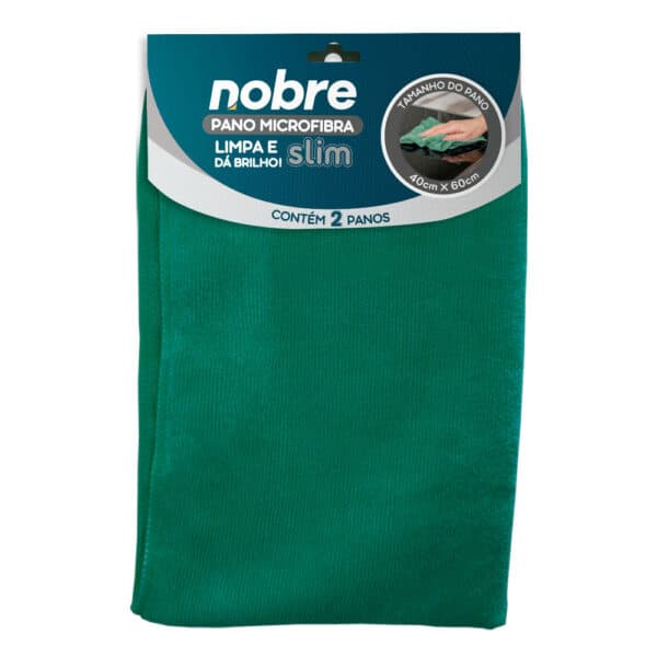 Pano de microfibra 40x60cm ( pacote c/ 2 unid.) verde Slim – Nobre