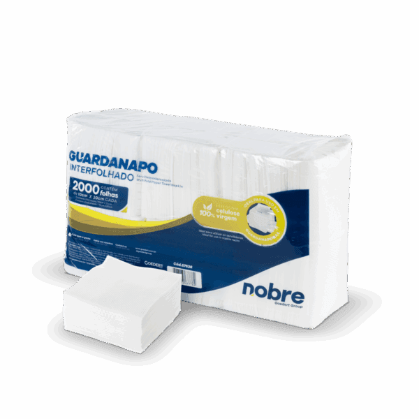 Guardanapo de papel interf. 10x20cm f. simples c/2000fls. (celulose virgem) – Nobre