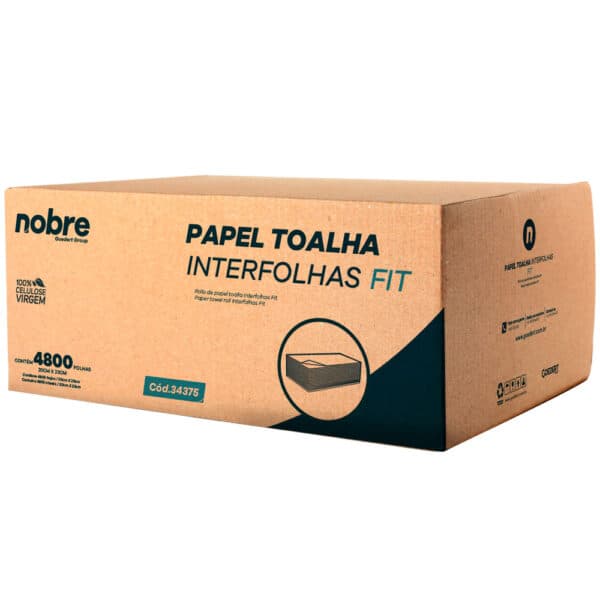 Papel toalha interfolha c/4800fls. 20x23cm. 2D. (celulose virgem) Fit – Nobre