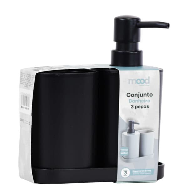 Conjunto p/ banheiro c/3pçs quadrado preto – Mood