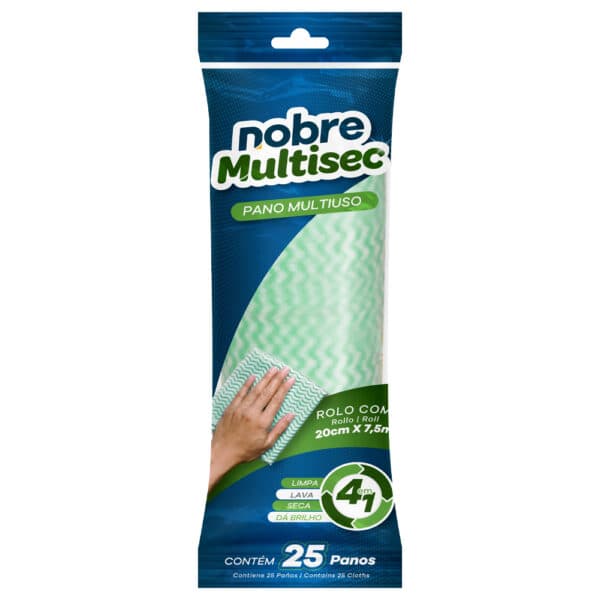 Pano Multiuso – Rolo c/ 25unid.- Verde – Nobre