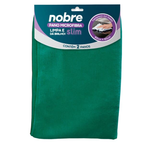 Pano de microfibra 60x80cm ( pacote c/ 2 unid.) verde Slim – Nobre