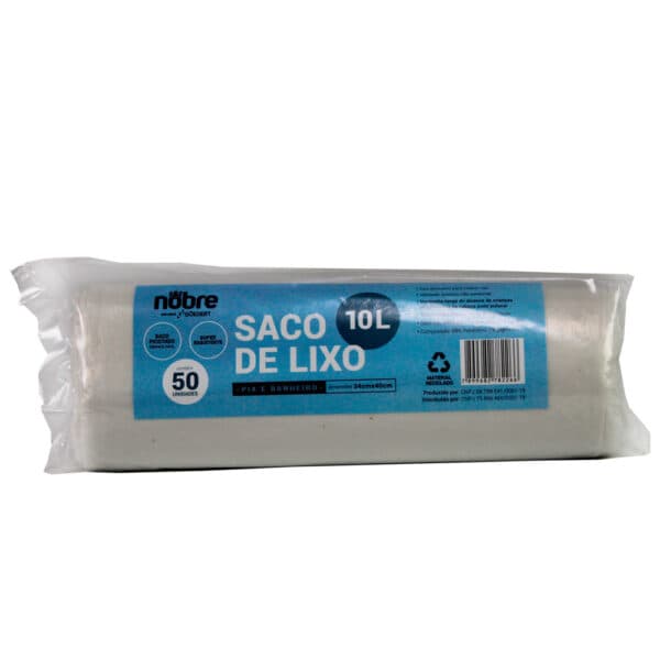 Saco Plástico p/ Lixo – 10 litros – Branco – c/ 50unid. – Nobre
