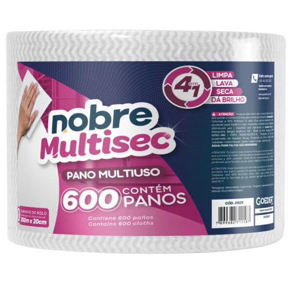 Pano multiuso Slim (rolo c/20cm x 300m picotado aprox. 50cm) branco – Nobre