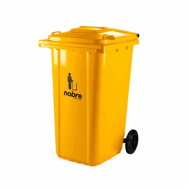 Coletora plástica 240l. c/rodas (mod. europeu) Amarela – Nobre