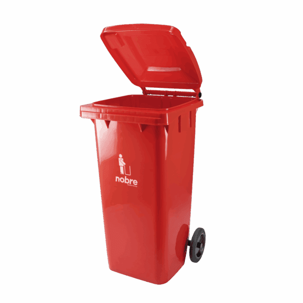Coletora plastica 120l. c/rodas (mod. europeu) vermelha – Nobre