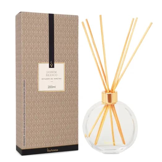 Difusor de Varetas Jasmim Branco Via Aroma - 200ml
