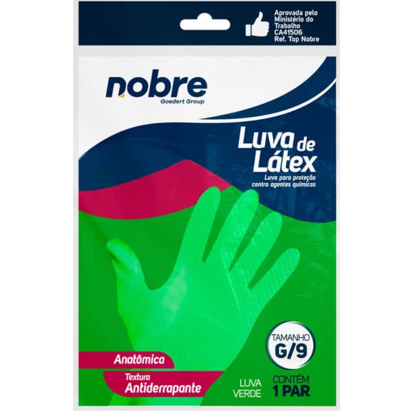 Luva de borracha/latex SL “G” verde CA 41506 – Nobre