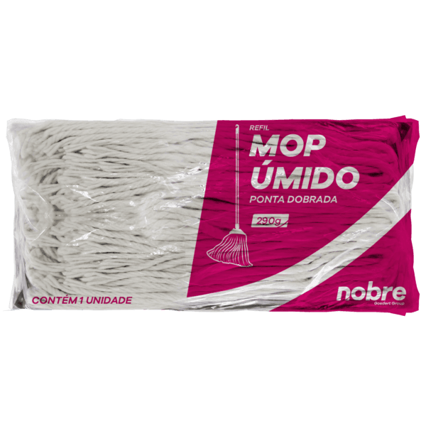 Mop Úmido Ponta Dobrada c/ Loop e Cinta – 290g – Nobre
