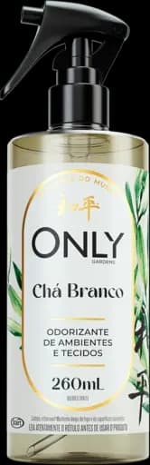 ODORIZANTE DE AMBIENTES E TECIDOS ONLY GARDENS 6X260ML CHÁ BRANCO — odorizante de ambiente e tecidos only gardens 260ml cha branco
