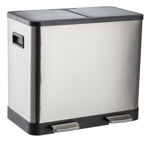 Lixeira inox c/pedal 2 compartimentos de 15l. escovado Mood