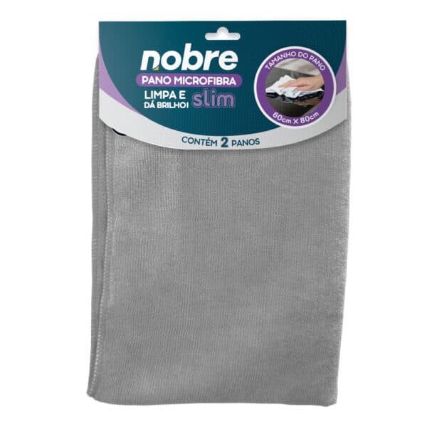 Pano de microfibra 60x80cm ( pacote c/ 2 unid.) cinza Slim – Nobre