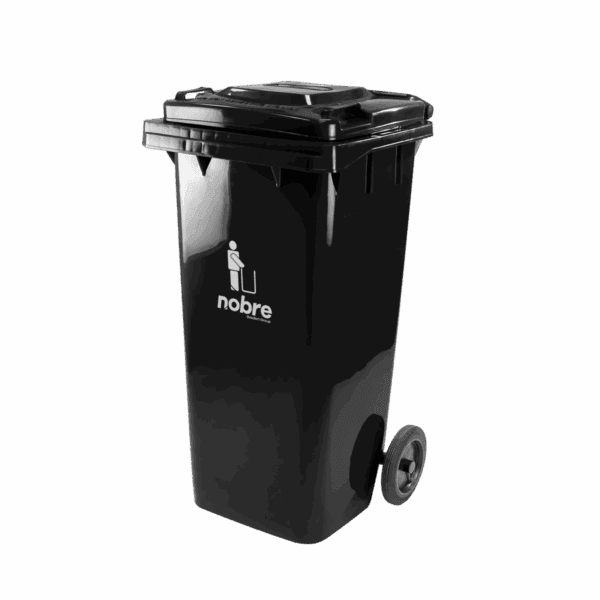 Coletora plastica 120L c/ rodas (mod. europeu) preto – Nobre