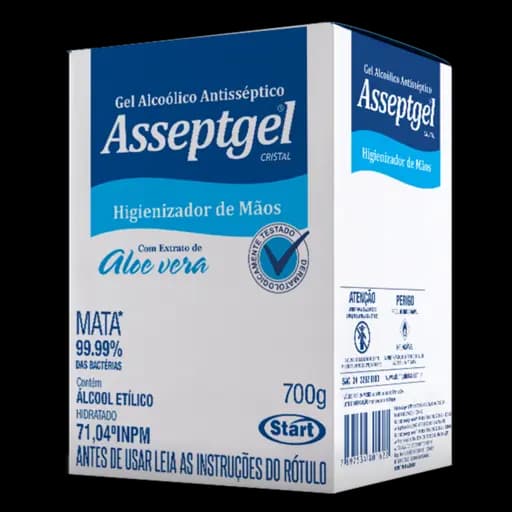 Álcool em Gel Antisséptico Asseptgel Cristal — 700g