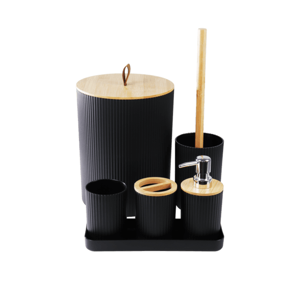 Conjunto p/ banheiro c/6pçs preto Nature – Mood