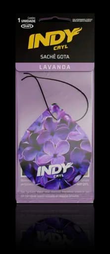 SACHÊ GOTA AROMATIZANTE LAVANDA INDY CRYL — indy folha aromatizante p carro lavanda 6x1