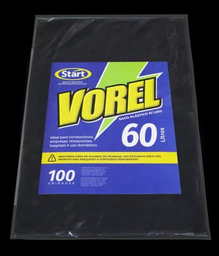 Saco Lixo Preto Vorel — sc lixo pt 60l 60x70x005 100x1 vorel