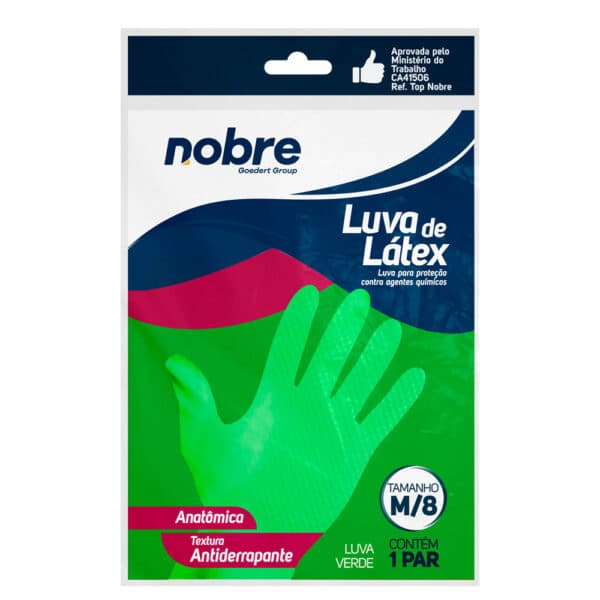 Luva de borracha/latex SL “M” verde CA 41506 – Nobre