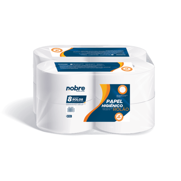 Papel higienico rolao c/8x10cm.x300m. (fardo/branco celulose virgem)BRA – Nobre
