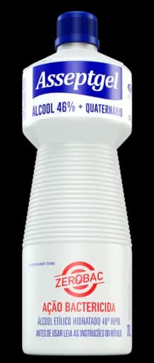 Álcool 46% + Quartenário Asseptgel Zerobac Cristal — cristal 1l