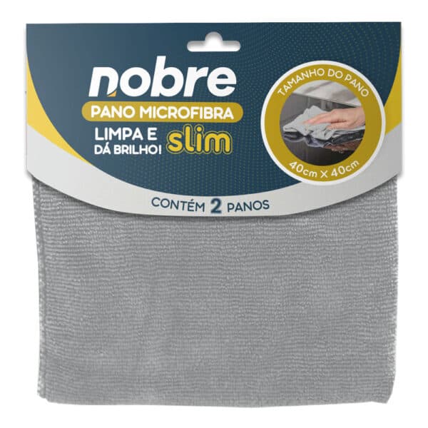 Pano de microfibra 40x40cm ( pacote c/ 2 unid.) cinza Slim – Nobre